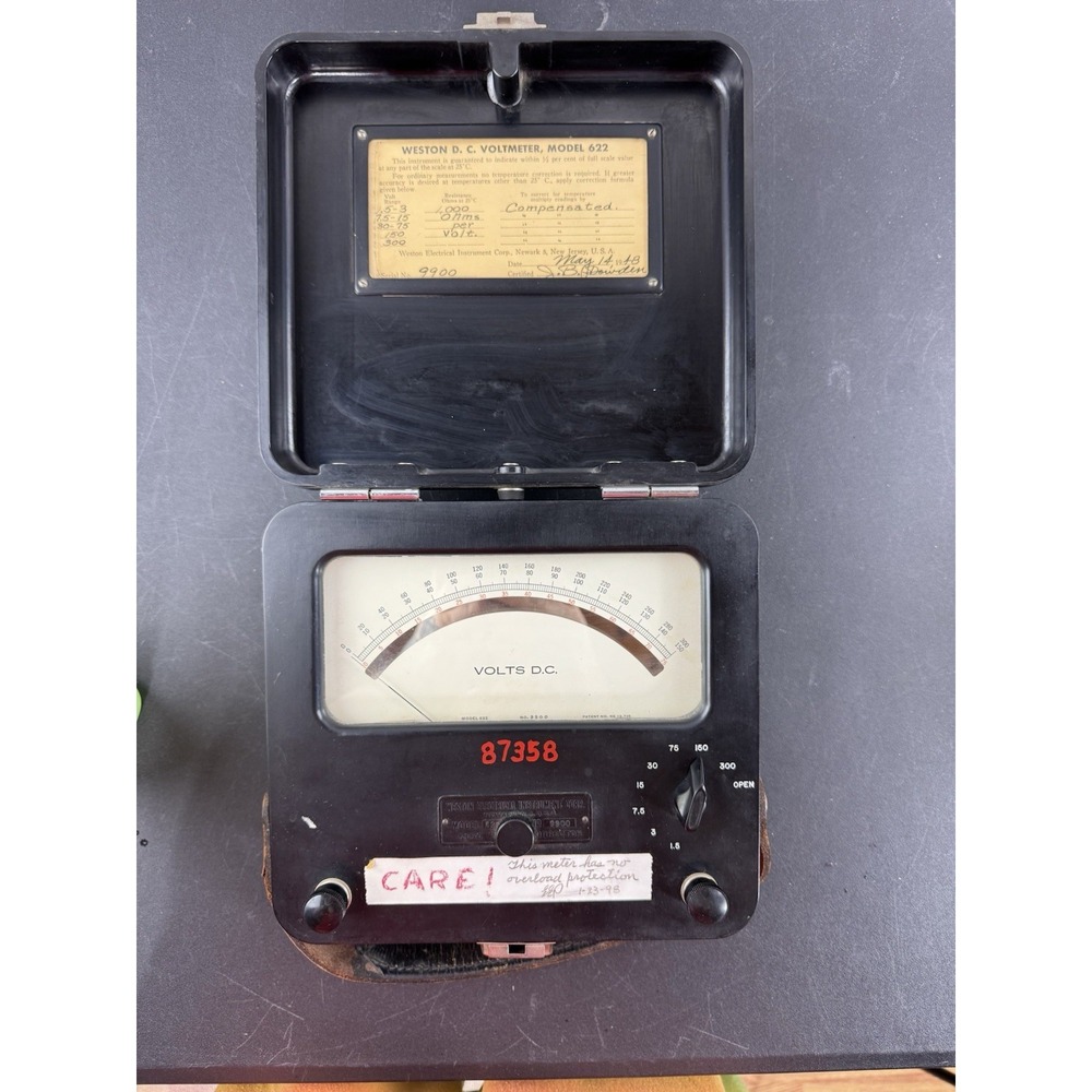 Weston Model 622 Voltmeter Diect Current Bake Lite Fold Out Case Clean‎